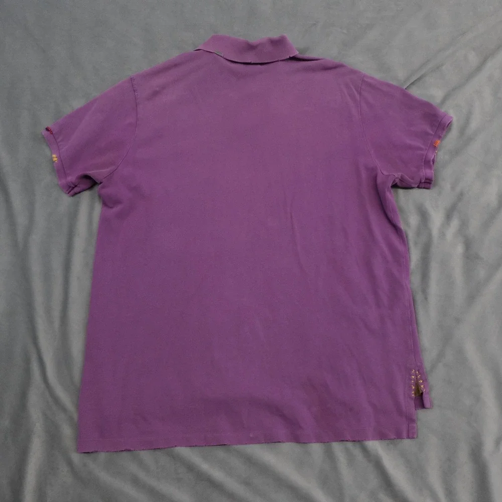 Polo Ralph Lauren Polo Shirt Aztec Mayan Men XL Purple Bead Embroidery Custom Fi